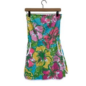 Lilly‎ Pulitzer Strapless Romper Mini Dress Colorful Floral Print Pockets M